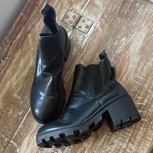 Black Chunky Heel Ankle Boots